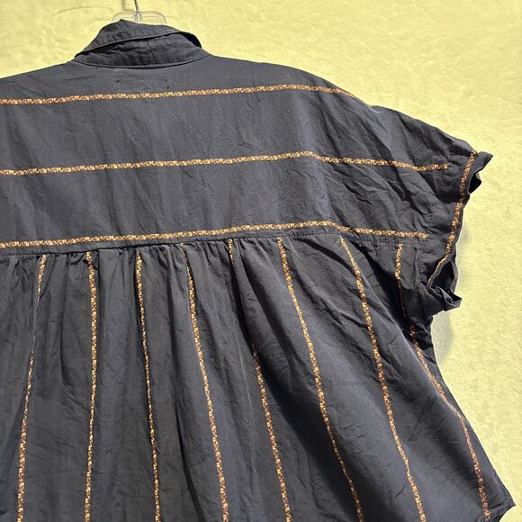 Madewell Hilltop Shirt Jacquard Stripe Button Front Collared Women's Size Medium - Picture 9 of 13